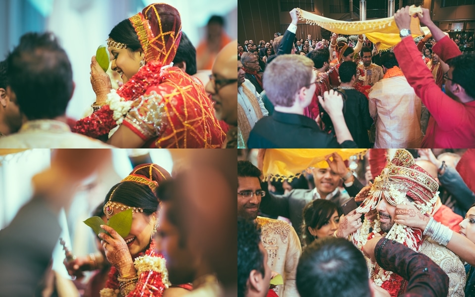 Bride and groom at Indian wedding ceremony