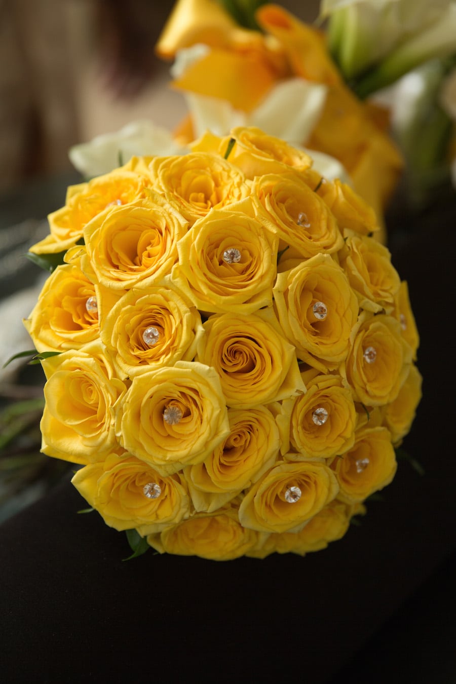 floral bouquet with pearls and yellow roses